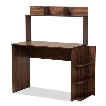 BAXTON STUDIO Garnet Modern and Contemporary Walnut Brown Finished Wood Desk with Shelves 182-11695-Zoro